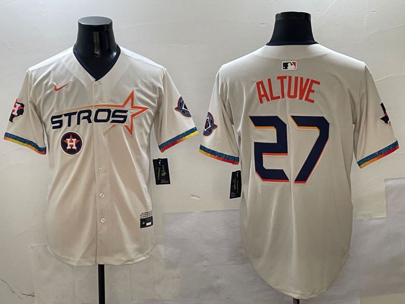 Men Houston Astros #27 Altuve Cream Fourth generation Joint Name 2025 Nike MLB Jersey style 4155